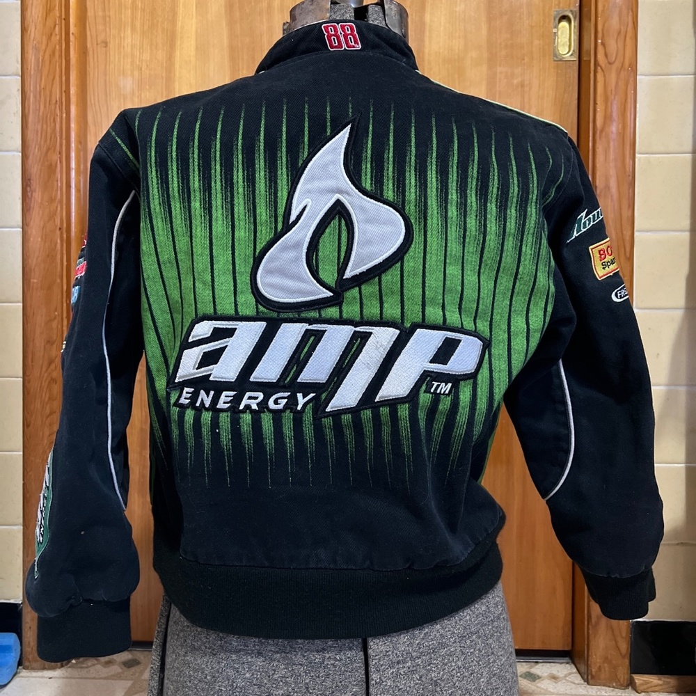 NASCAR AMP green and black moto race jacket